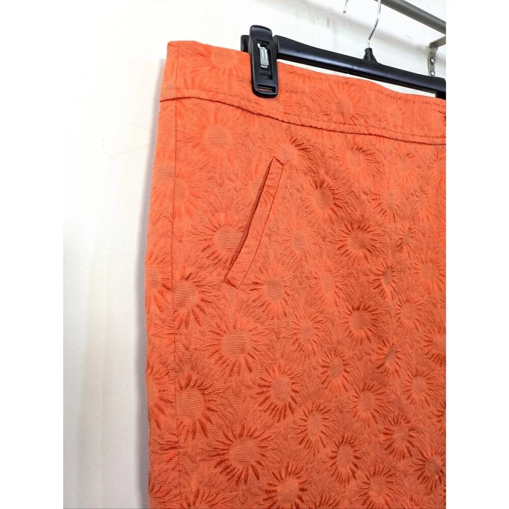 Postmark Anthropologie Textured Orange Sunburst Skirt - Size 10 Womens